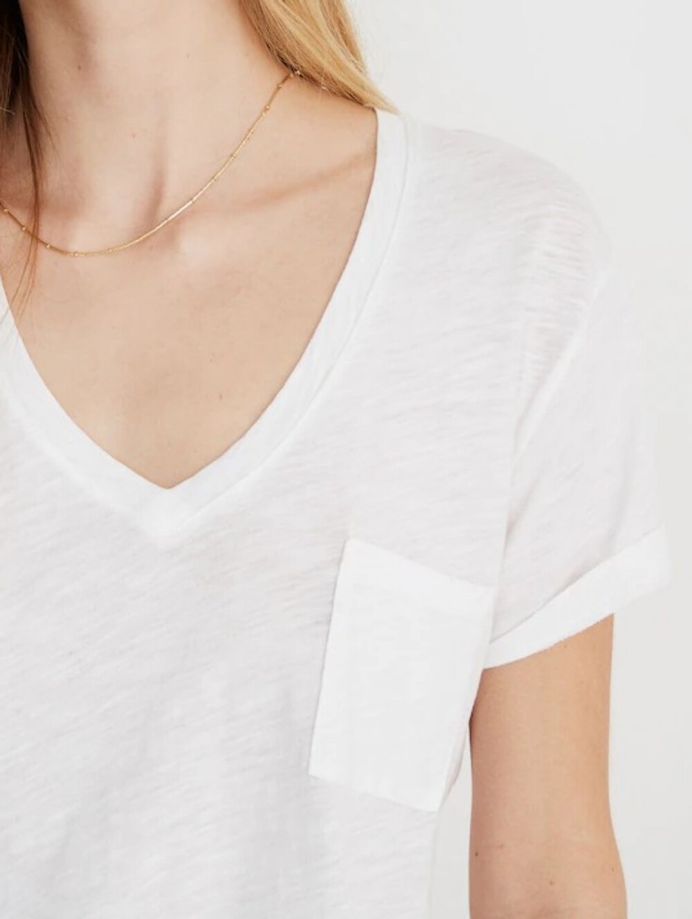 Madewell Whisper Cotton V-Neck Pocket Tee White Large